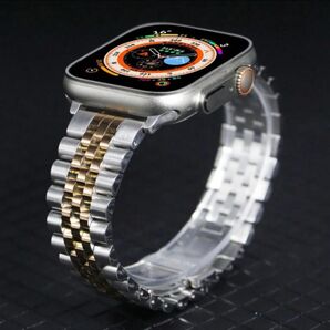 ロレックス ジュビリーブレス風(ゴールド・コンビ) Apple Watchバンド 49/46/45/44/42mm