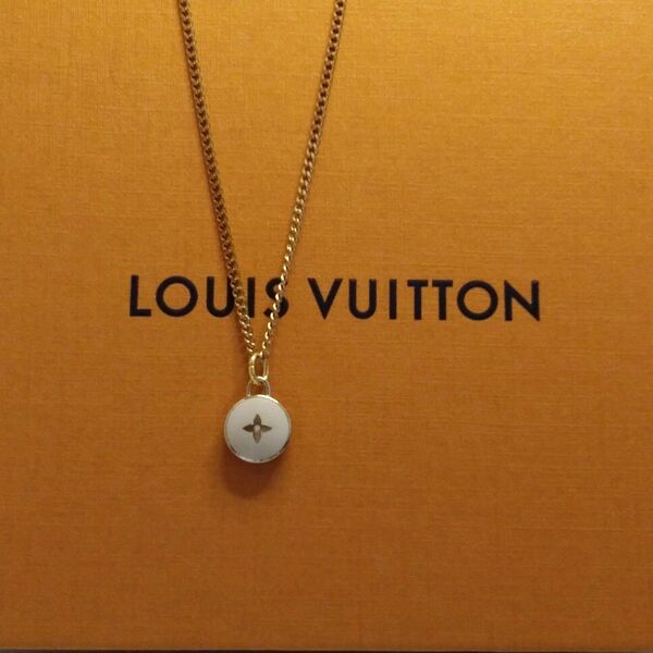 ルイヴィトン LOUISVUITTON (正規品) ☆良品☆ サークル型フラワー印字チャーム&ネックレスチェーン(社外品)