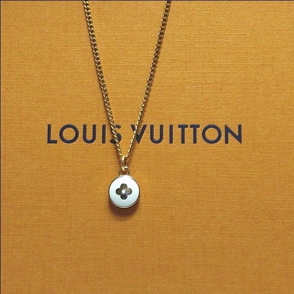 ルイヴィトン LOUISVUITTON (正規品) サークル型フラワー印字チャーム&ネックレスチェーン(社外品)