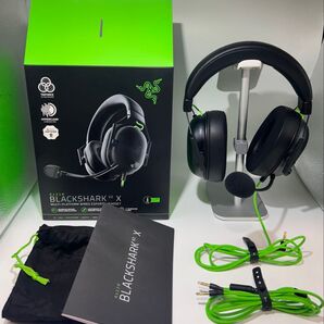 Razar BLACKSHARK V2 X 本体、箱、取説、袋、4極→3極変換 ゲーミングヘッドセット ブラック RAZER 有線