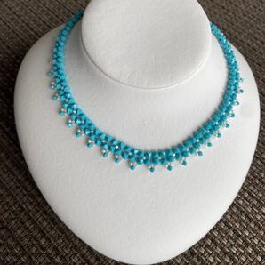 ターコイズブルー ネックレス アクセサリー jewelry スワロフスキー チョーカー ネックレス 涼し気 夏色