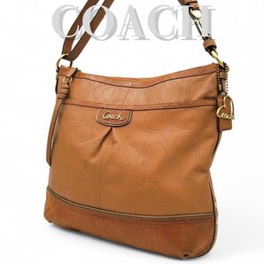 COACH ワンショルダー 2way シグネチャー パンチング 斜め掛け 茶