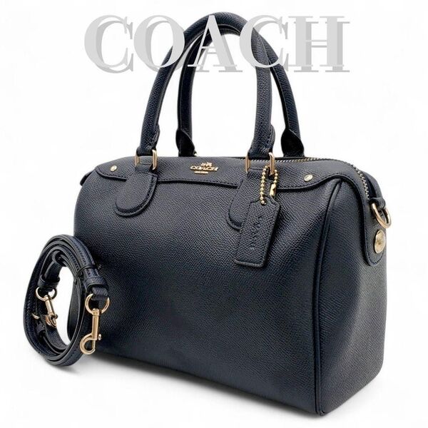 COACH ショルダーバッグ 2way ミニボストン ミニベネット ネイビー 紺