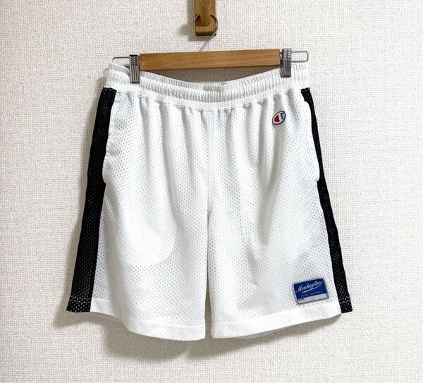 モンキータイム×チャンピオン メッシュハーフパンツ M 白 MONKEY TIME CHAMPION バスケパンツ