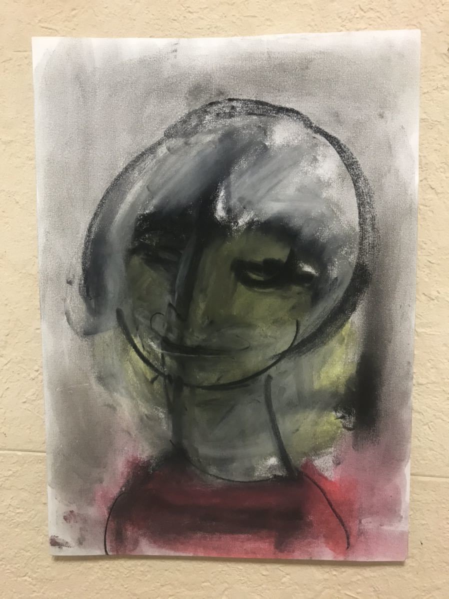 Künstler Hiro C Original schlechte Medizin, Kunstwerk, Malerei, Pastellmalerei, Buntstiftzeichnung