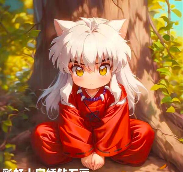 クロスステッチキット 赤い服の少年 (11CT、図案印刷あり)