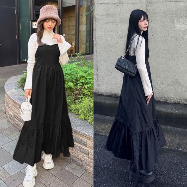 新品★GRL★ティアードキャミワンピース★