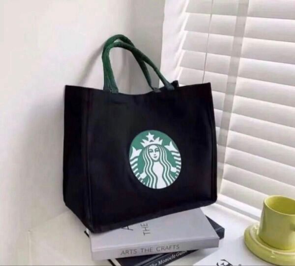大容量トートバッグ エコバッグ スターバックス STARBUCKS ブラック