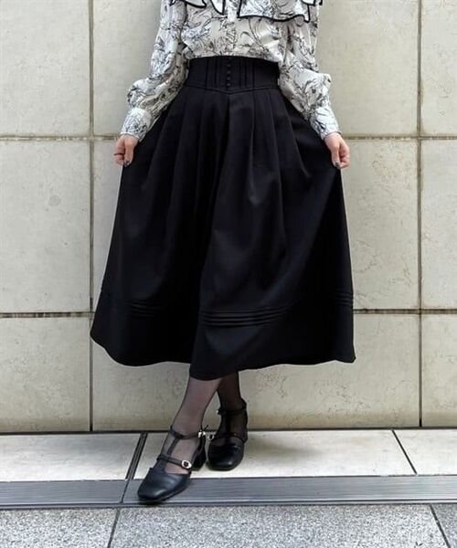 axes femme アクシーズファム ハイウエスト クラシカルスカート ブラック 黒 М