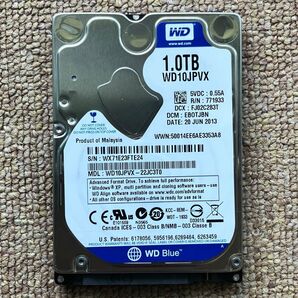 WD HDD 1TB WD10JPVX イニシャライズ済み 稼働時間10時間程度