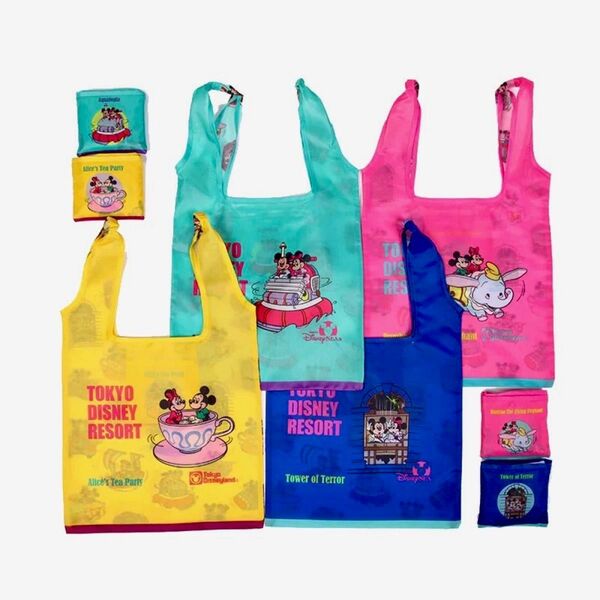 週末特売 ディズニー カプセルトイ エコバッグ 4点セット 折り畳みエコバッグ ショッピングバッグ