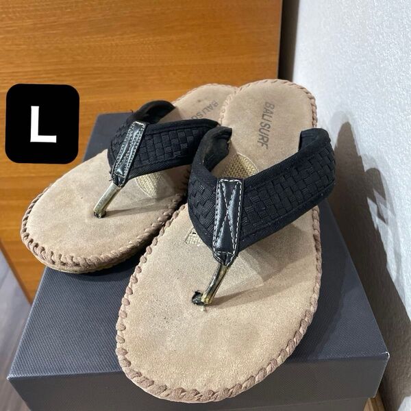 BALISURF トングサンダル Lサイズ メンズ ベージュ ブラック オシャレ 鼻緒 ビーチサンダル サンダル 夏用