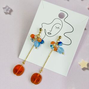 推し色 アクセサリー オレンジ 青系 ピアス イヤリング