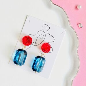 推し色アクセサリー 赤 青 ピアス イヤリング