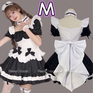 メイド服 衣装 セパレート フレアスカート イベント 撮影 量産型 地雷系 ロリィタ コスプレ コスチュームセット 白黒 リボン