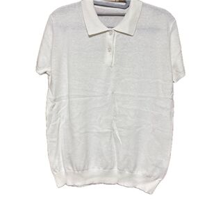 【新品!!】白半袖ニット レディース 襟付き 薄手 綿100 トップス