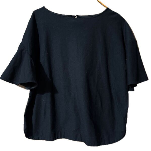 ★ OPAQUE.CLIP フリル袖 トップス ブラウス カットソー 黒 ブラック 38 M 9号 美品 オペークドットクリップ★