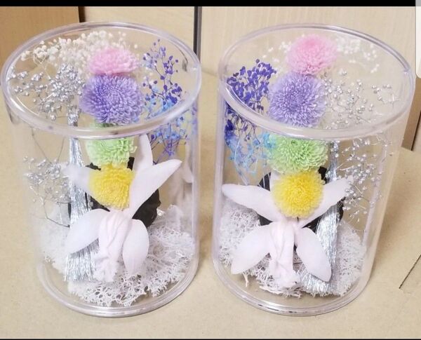 プリザーブドフラワーアレンジメント高級花材使用仏花1対ケース入りでお手入れ楽々 やわらかな色味の仏花 仏花のルール遵守仏花