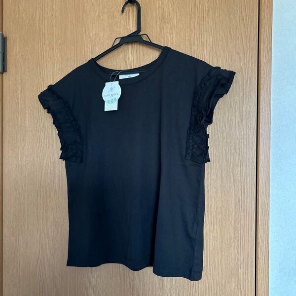 サマンサモスモス Samansa Mos 2. フリル袖 カットソー トップス Tシャツ ブラック 接触冷感