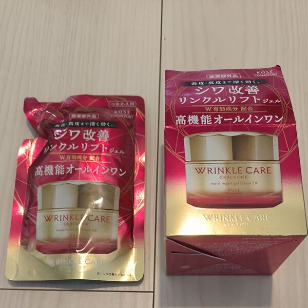 店頭合計7300円!グレイス ワン リンクルケア モイストリペア ジェルクリームEX 100g(医薬部外品)と!詰替え90g グレ