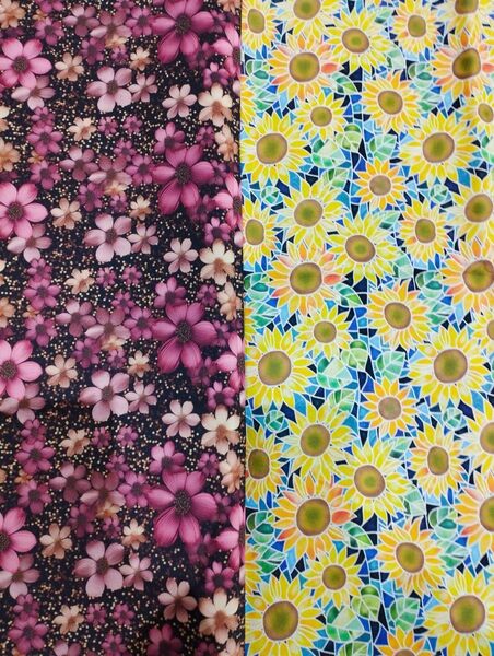 ひまわり 花柄生地セット 2m コットン綿 フラワーピンク ハギレ