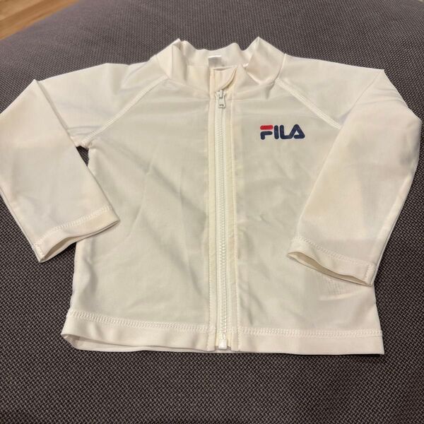 FILA フィラ 90 ホワイト ジップアップ ラッシュガード 子供 長袖 水着 キッズ