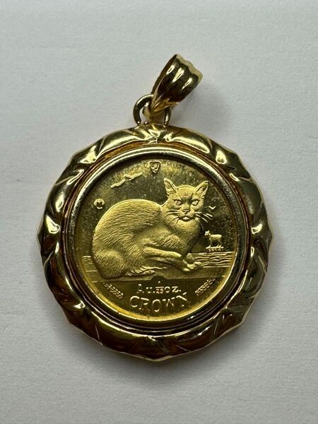 キャットコイン 24金18金 総重量3.5g ペンダントトップ