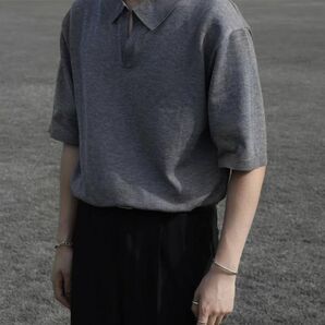 CALLNE カルネ 半袖ニット サマーニット グレー