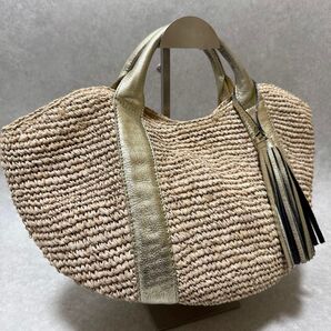 【VIOLAd'ORO】カゴバッグ ラフィア タッセル ゴールド ヴィオラドーロ かごバッグ ハンドバッグ