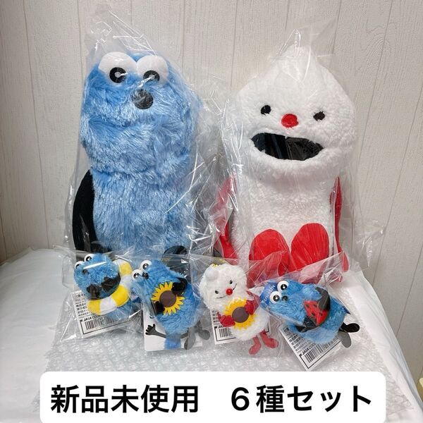 【新品未使用】パペットスンスン おすわりBIGぬいぐるみ 2種 ぬいぐるみマスコット Summer ver. 4種セット