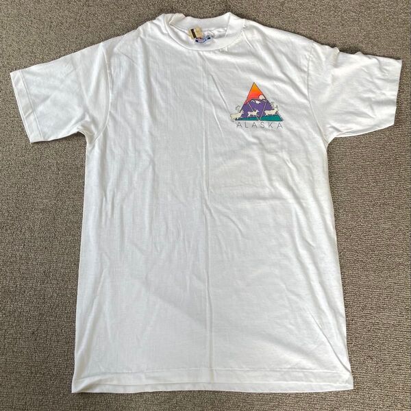 アラスカプリント 半袖Tシャツビンテージ 90s ホワイト 古着 デッドストック シングルステッチ USA製 サイズL