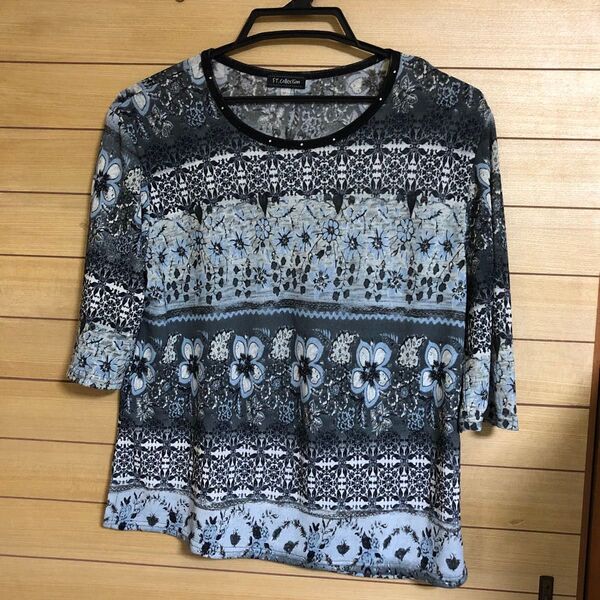 カットソー トップス 五分袖 Tシャツ 花柄