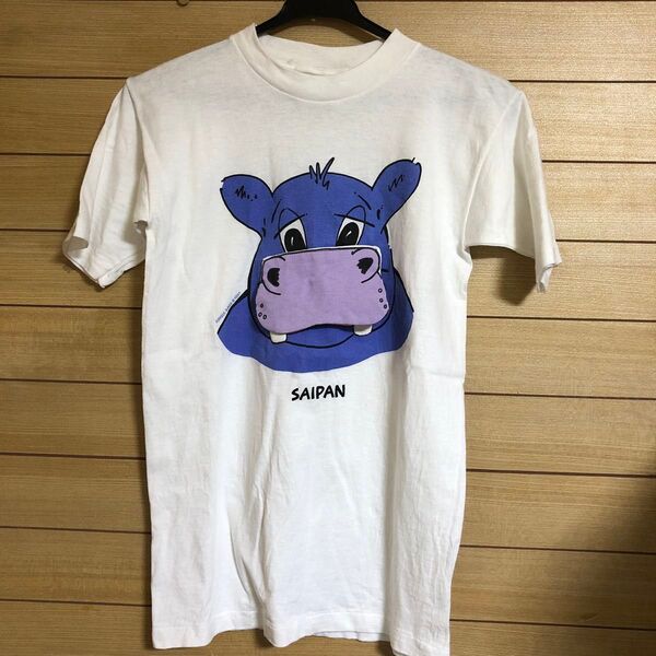 サイパン カバ 面白いTシャツ 半袖 動物 デザインTシャツ M プリントTシャツ Tシャツ