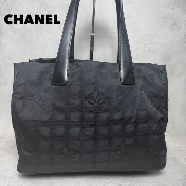 良品 CHANEL ニュートラベルライン トートバッグ ブラック