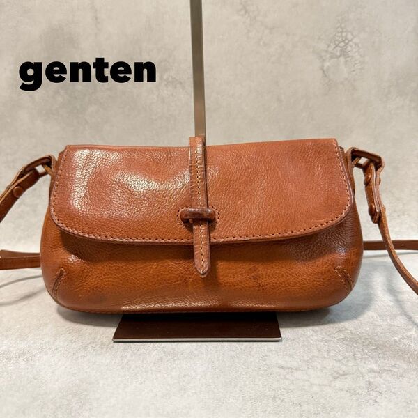 genten ゲンテン レザー ショルダーバッグ ブラウン 3way