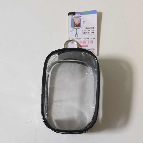 【新品未使用】セリア 推し活ポーチ Mサイズ 黒 ブラック カニカン付き