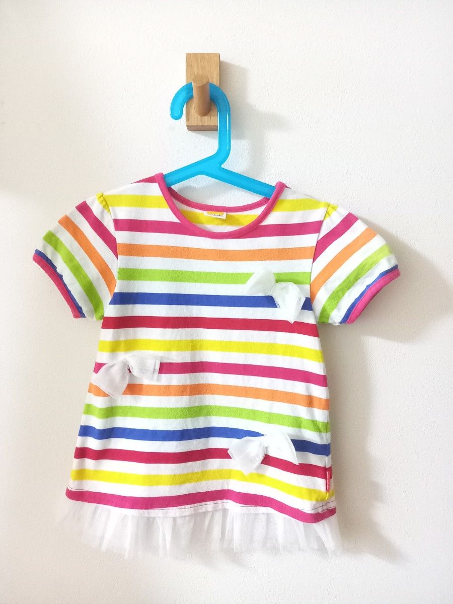 【moujonjon】カラフルボーダー柄Tシャツ　120cm
