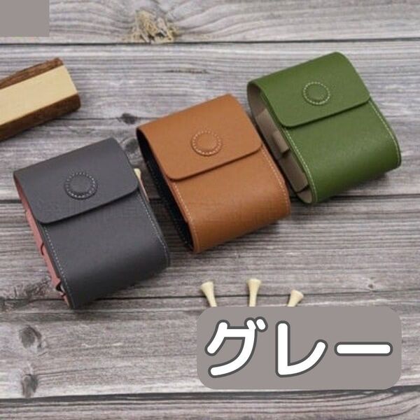 ゴルフボールケース 距離計 マグネット メンズ レディース ベルト グレー 灰色 ピンク ティーホルダー おしゃれ ウエストポーチ