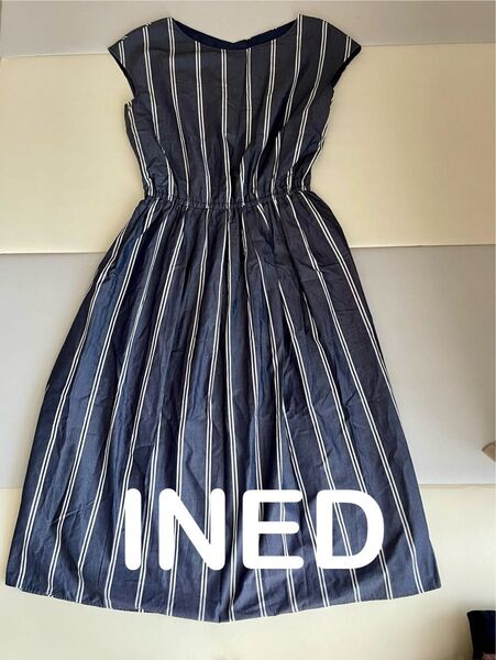 INED ワンピース レディースワンピース 半袖 ノースリーブ 夏服 イネド ネイビー ストライプ M