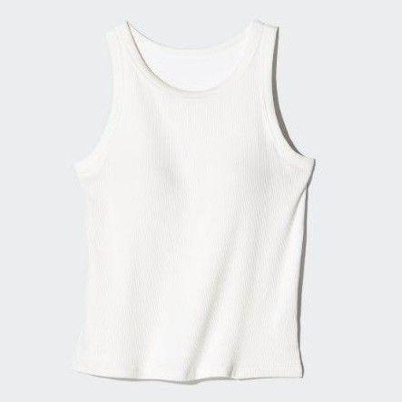 UNIQLO リブブラトップ アメリカンスリーブ 白 L カップ付き