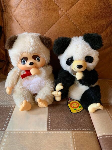 ファースト社 ぬいぐるみ あらいぐま ポン太モンチッチ風とおしゃぶり パンダ