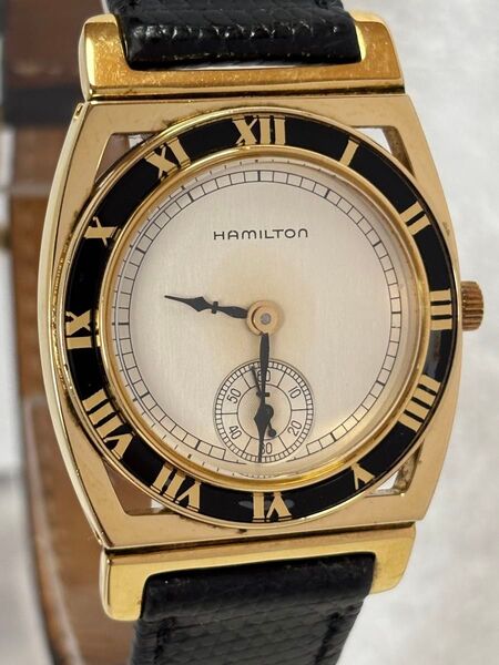 【美品】HAMILTON ハミルトン パイピングロック クォーツ【6192A】スモセコ 純正ベルト シルバー【稼働品】メンズモデル