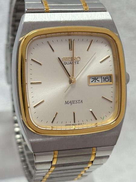 【美品】SEIKO セイコー マジェスタ クォーツ【9533-501B】デイデイト 純正ベルト シルバー【稼働品】メンズモデル