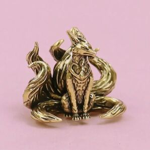 七尾キツネ フィギュア 真鍮製 装飾品 置物 七尾狐 金属工芸