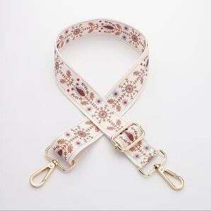 ショルダーストラップ ショルダーベルト バッグ用 付け替え モザイク柄 ホワイト フックゴールド