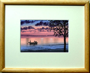 Art hand Auction № 7337 «На берегу озера» / Картина Тихиро Танака (акварель «Четыре сезона») / В подарок, рисование, акварель, Природа, Пейзаж
