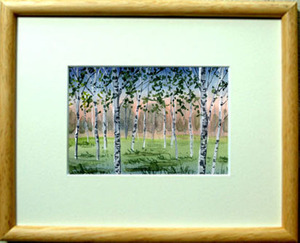 Art hand Auction رقم 7333 أشجار البتولا عند الغسق / شيهيرو تاناكا (ألوان مائية للفصول الأربعة) / تأتي مع هدية, تلوين, ألوان مائية, طبيعة, رسم مناظر طبيعية