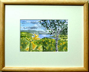 Art hand Auction رقم 7345 هيميروكاليس وخشب البتولا / شيهيرو تاناكا (ألوان مائية للفصول الأربعة) / يأتي مع هدية, تلوين, ألوان مائية, طبيعة, رسم مناظر طبيعية