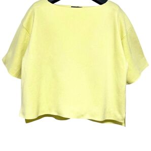 匿名発送 美品 ドゥロワー 麻ブレンド ワイドカットソー イエロー サイズ1