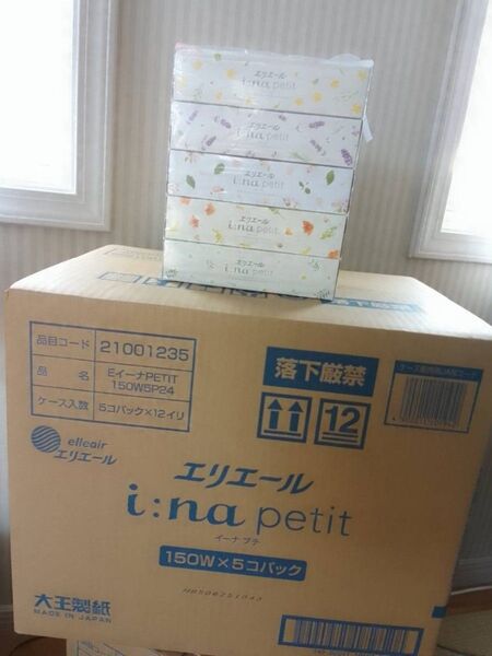 ◆60箱◆5パック ×12個◆エリエール イーナ i:na petit 箱ティッシュ ボックスティッシュ まとめ買い大王製紙